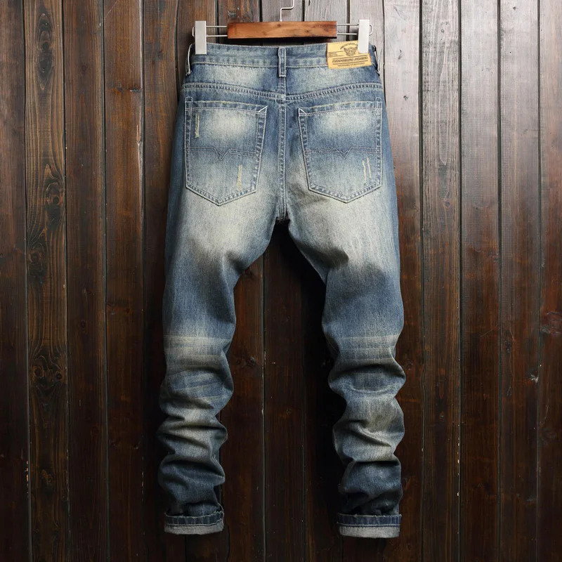 Ripped Jeans for Men Straight Loose Fit 2025 Spring and Summer Hollow Out Street Wear Hip Hop Pants Mens Biker Distressed 241218