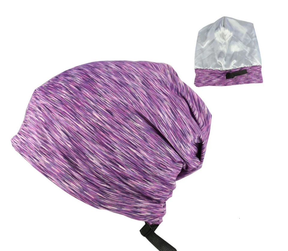 Satin Lined Beanies Hat For Women Men Soft Adjusted Bonnet Cap Unisex Silk Satin Night Sleeping Cap Fashion Skullies Baggy Hats 241214