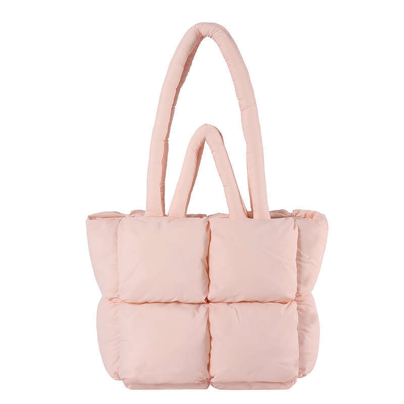 Down jacket, handbag, 2024 new style, women's grid filled cotton shoulder bag, fashionable and simple tote bag
