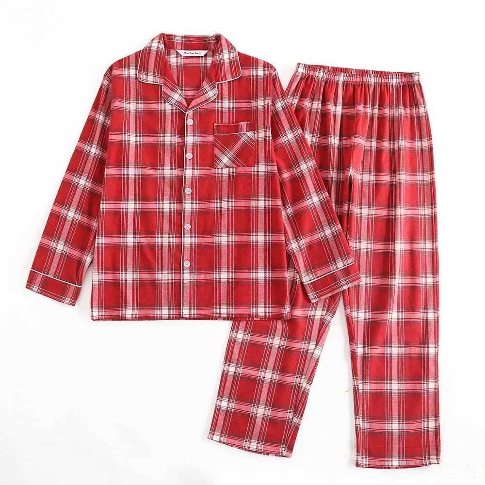 Plaid Design Multi Color Warm Cotton Flannel Long Sleeve Mens Pajamas Autumn/Winter Pajama Set W241221