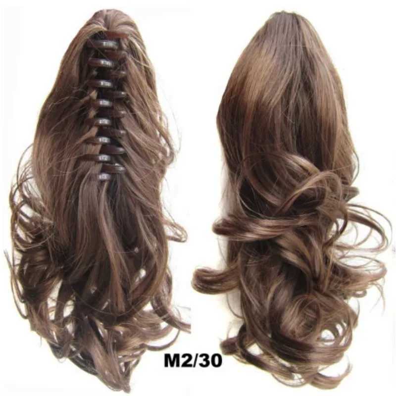 Synthetic Heat Resistant Hair Wavy Claw Clip in Ponytail Hair Extensions 90g 35cmXJ241221