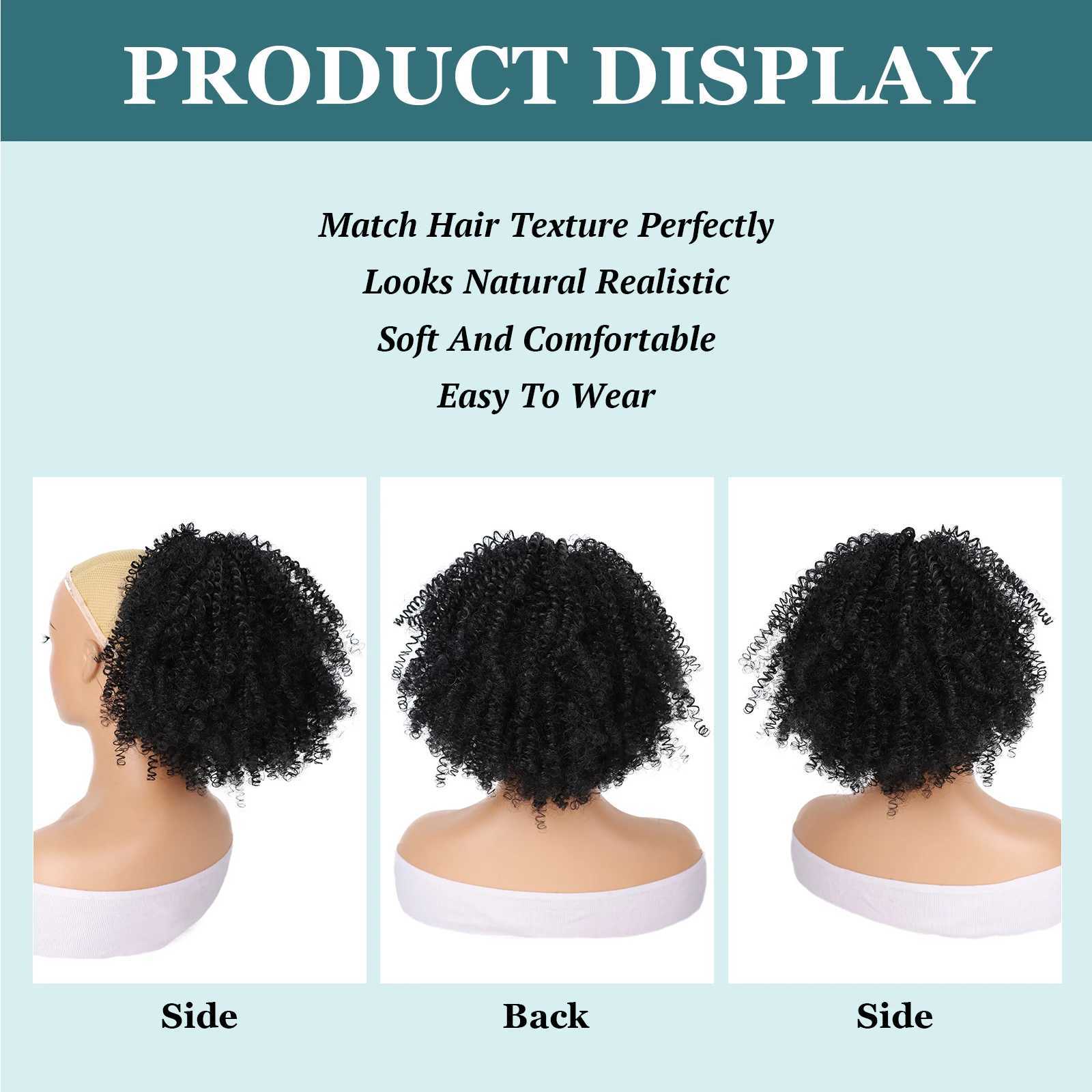 Afro Puff kinky curly Drawstring Ponytail Bun Extension for Black Women Synthetic Short Afro Kinkys Curly Afro HairpiecesXJ241221