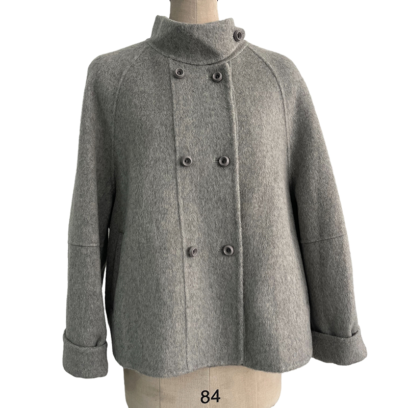 Women New Chic Fashion Two-tone wool coat Jacket Coat Vintage Long Sleeve Female Outerwear Chic Overshirt