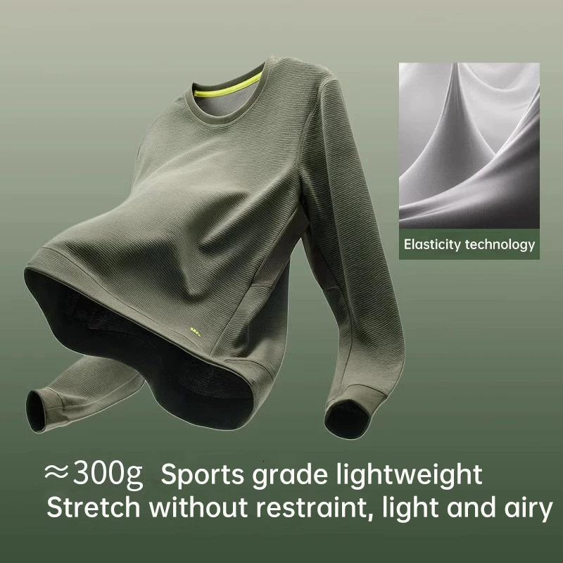 BENEUNDER Mens Outdoor LongSleeve TShirt QuickDry Loose Fit Sports Top Pure Color Breathable Versatile Round Neck Sweatshirt 241217
