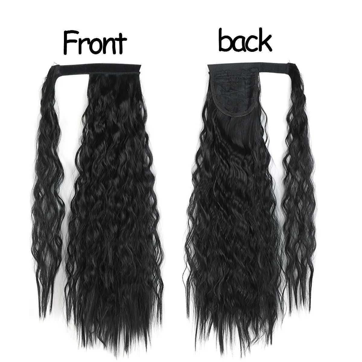 22inch Corn Wave Ponytail Extension Clip in Long Wavy Curly Wrap Around Pony Tail Heat Resistant Synthetic Hairpiece for WomenXJ241221