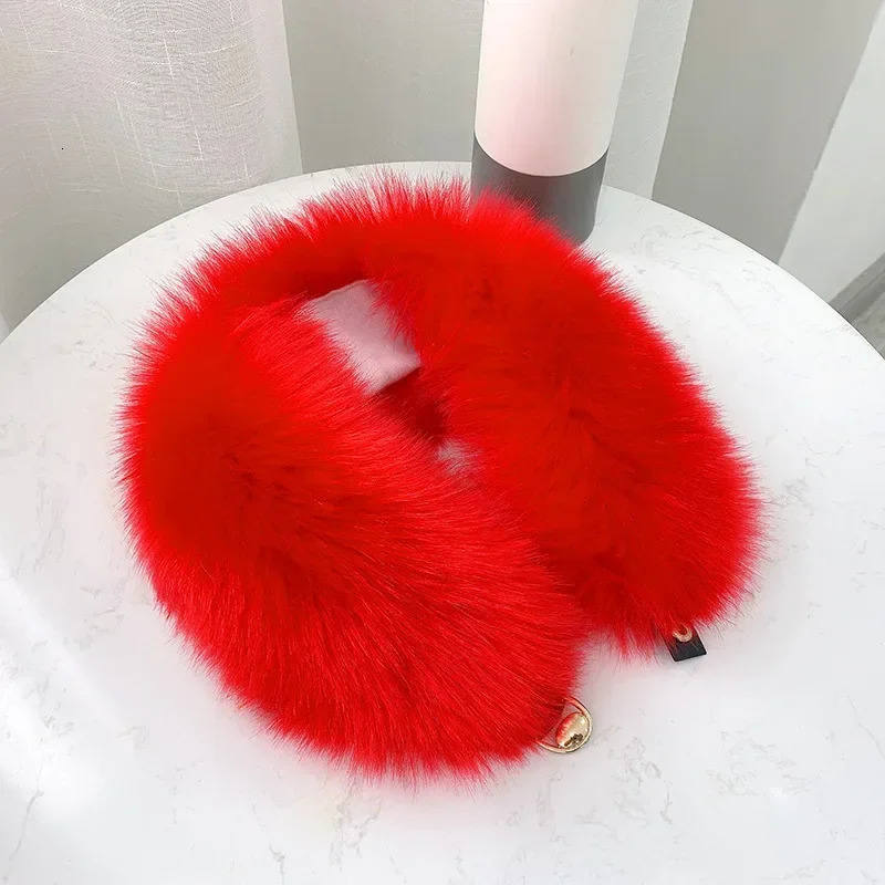 Winter Faux Fox Fur Collar Shawl Thick Warm Neck Protection Coat Hood Fur Decor Push Fur Scarf Neckerchief Jacket Collar Wrap 241220