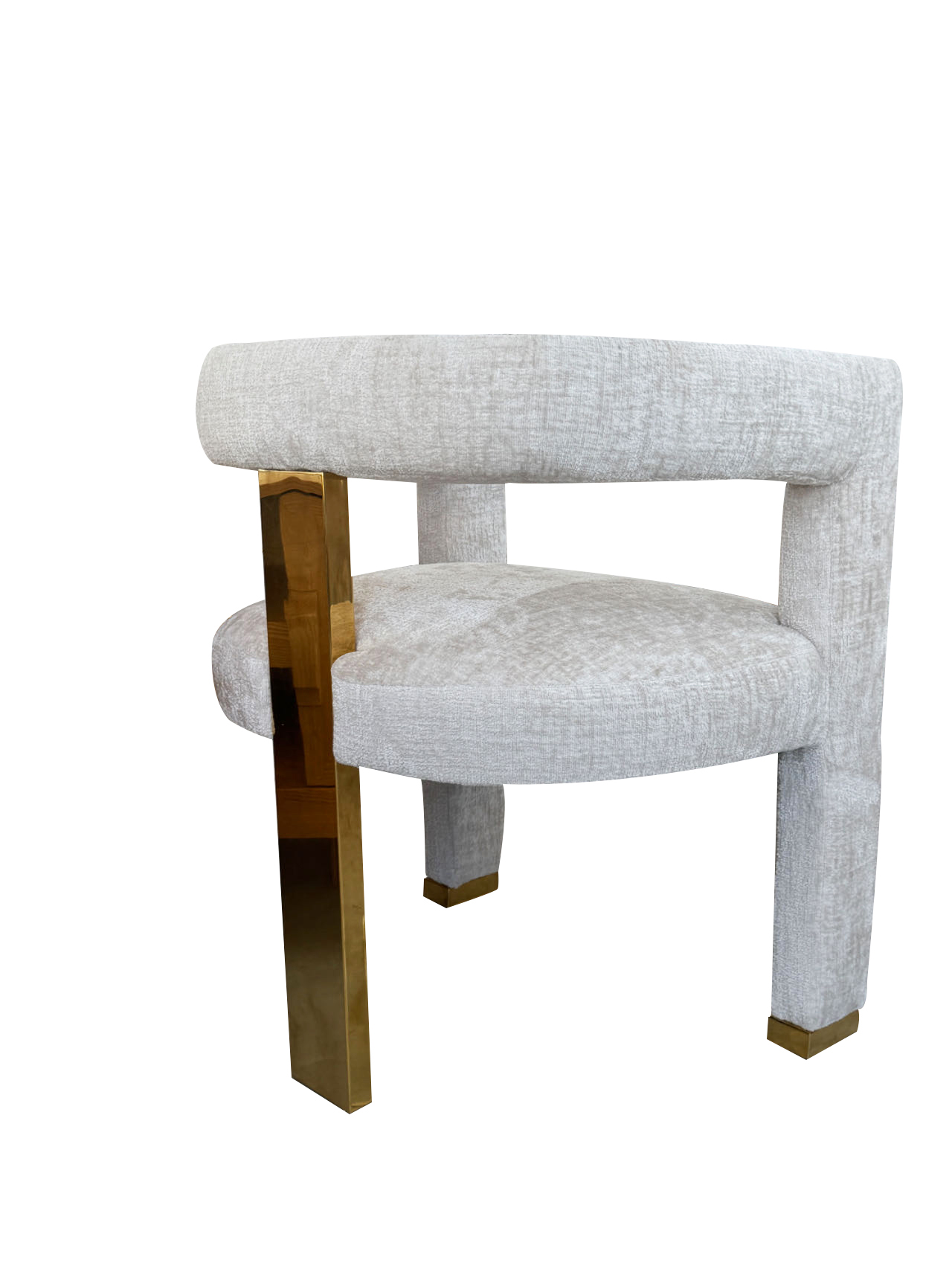 Milana Dining Chair - Modern Curved Upholstered Armchair with Gold Accents