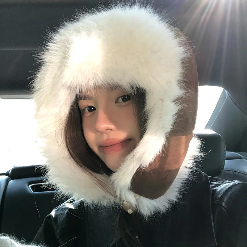 WInter leopard print pLush Lei Feng hat for men and women wInter bicycle suede windproof and warm ear protection skiing Russian hat 241220