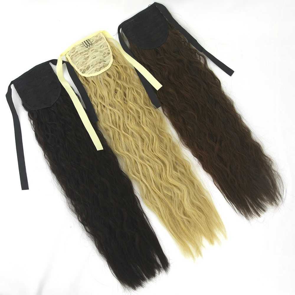 Soowee Long Black Kinky Curly Hair Pony Tail Hairpieces Drawstring Ponytails Synthetic Clip In Hair Extension for WomenXJ241221