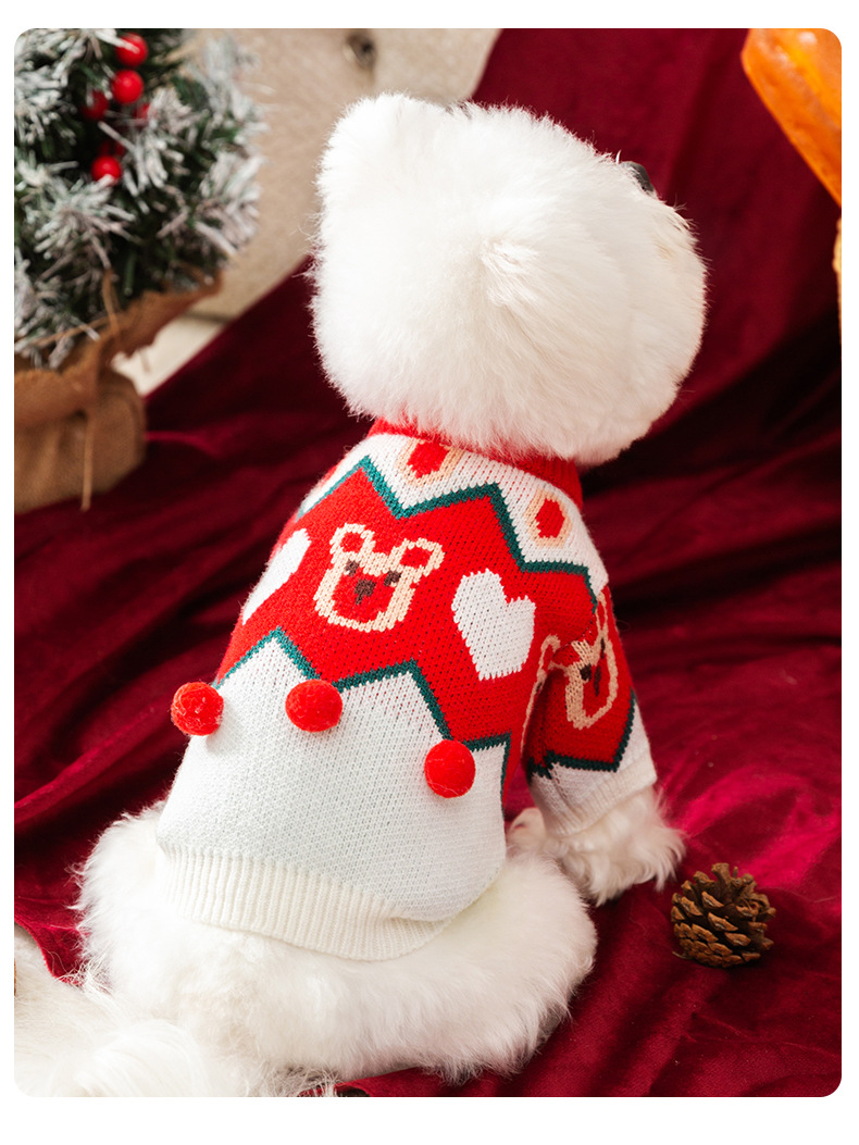 Autumn and winter dog clothes New Year pullover sweater celebration sweater knitted pet dog clothing