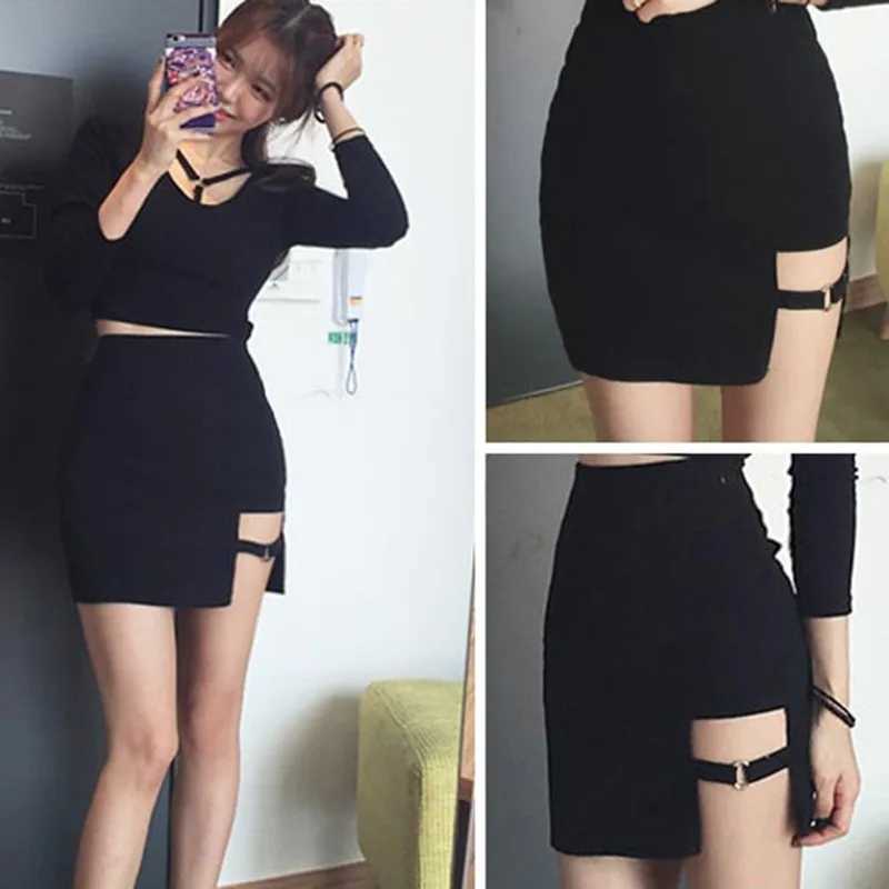 Womens Asymmetrical Skirt High Waist Gothic Dance Short Minis Bodycon SkirtsXJ241221