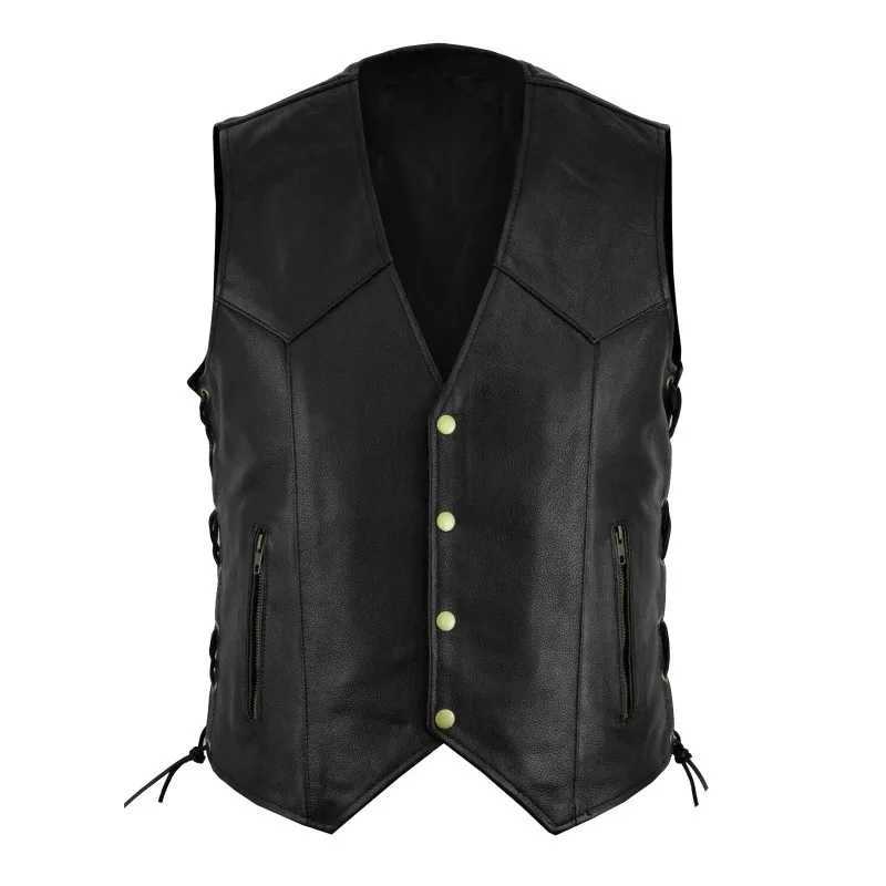 Men Fashion Leather Vest New Motorcycle Fleet Punk Leather Vest Coat European and American Style Handsome Blazer Vest CoatsXJ241221