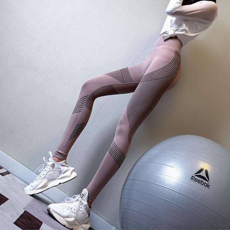 Fitness women, high waist, abdominal compression, elastic, tight fitting, hip lifting, quick drying, yoga slimming, running as a base, sports pants fo