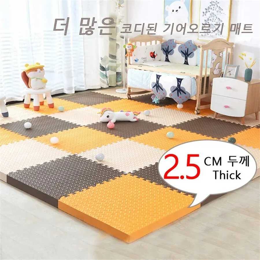 2.5CM thick 30 30 solid color baby room game mat carpet game activity gym mat puzzle environmental protection mat W241221