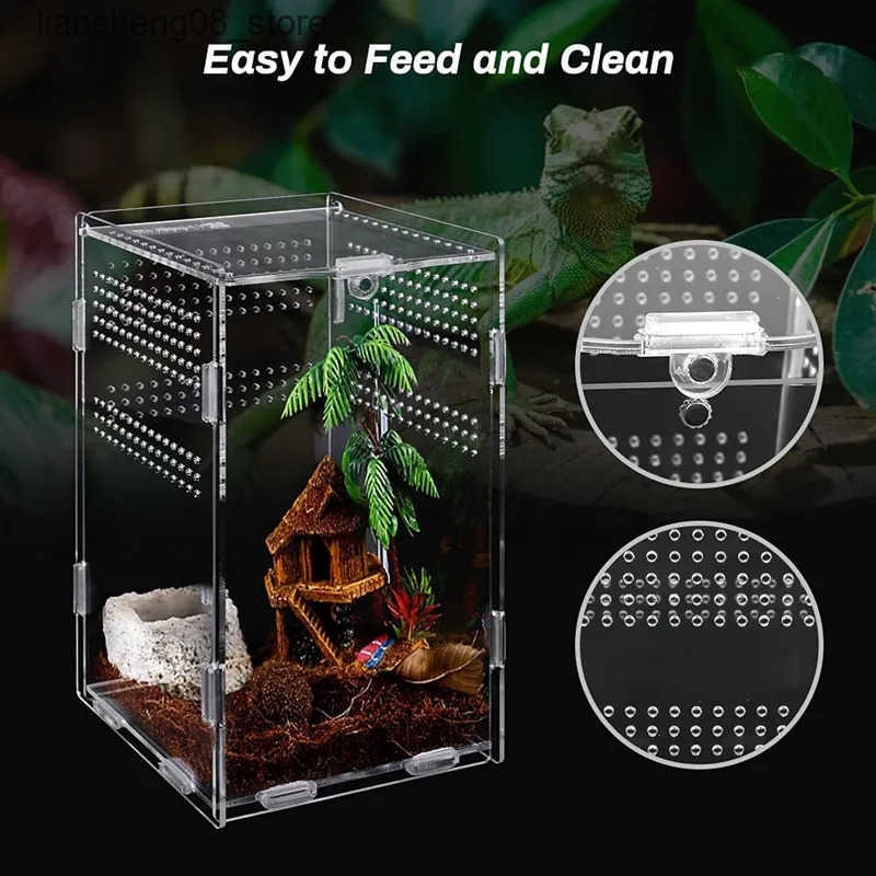 Other Pet Supplies Acrylic transparent reptile habitat breeding box reptile cage nano plant wolf spider shell dead dragon supply L240910