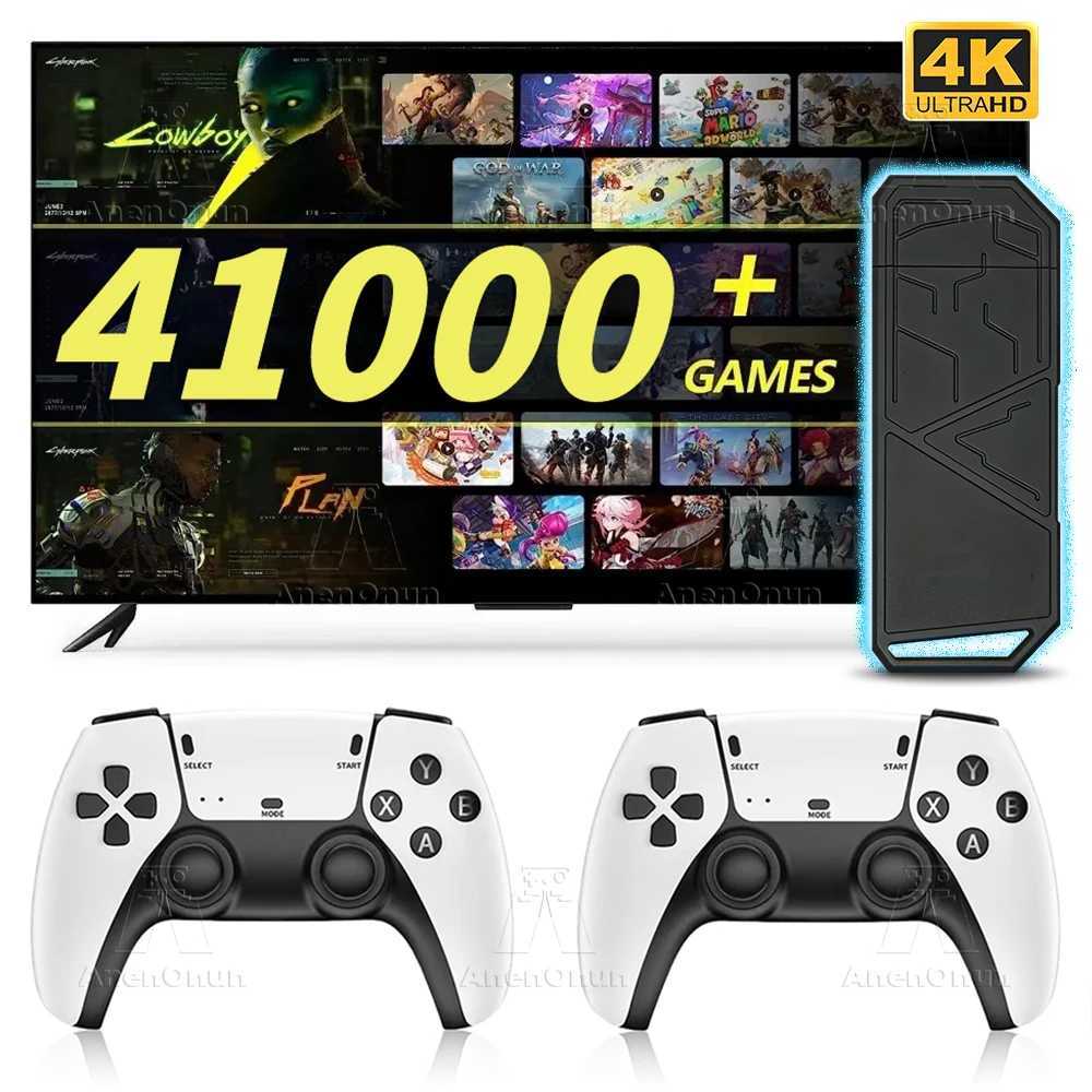4K Game Stick 41000+ Games 9 Classic Emator TV Video Game Console High Quality Emuelec Retro Gaming hine with 2 Controller Z241219