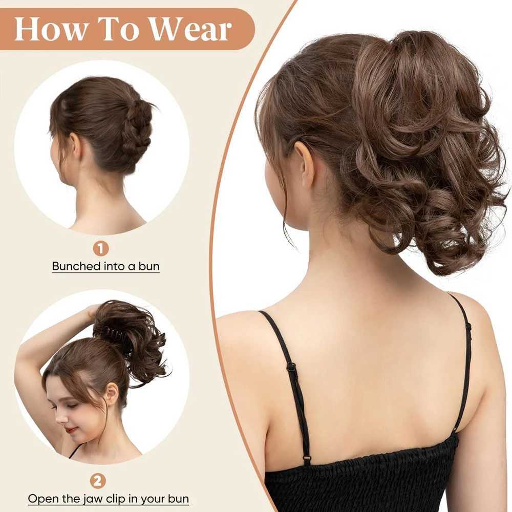 Aosiwig Synthetic Short Wavy Ponytail Claw Curly Ponytails Extension Blac Blodne Hairpiece Fake False Hair For Women Daily PartyXJ241221