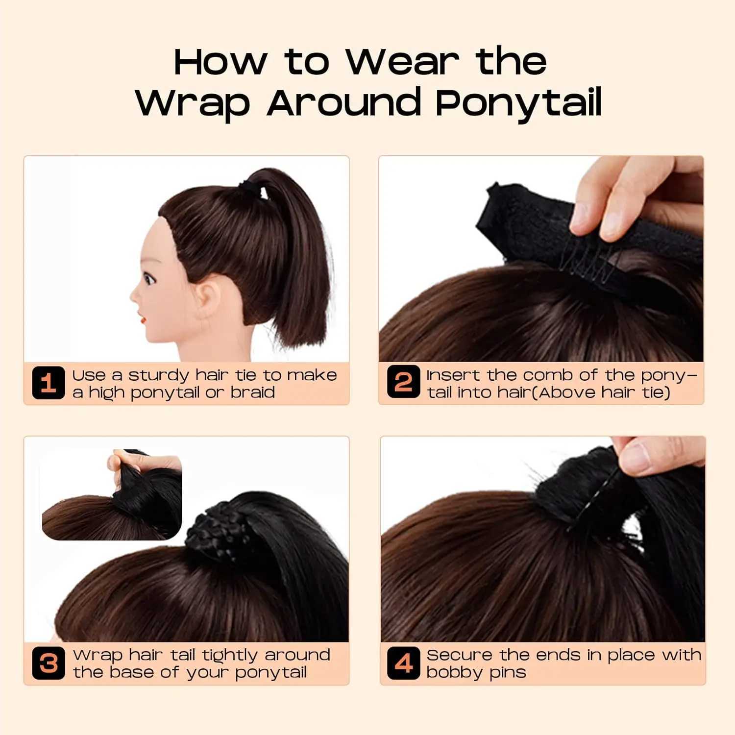 Clip in Ponytail Extension Wrap Around Long Straight Ponytail Natural Soft Synthetic Hairpiece for WomenXJ241221