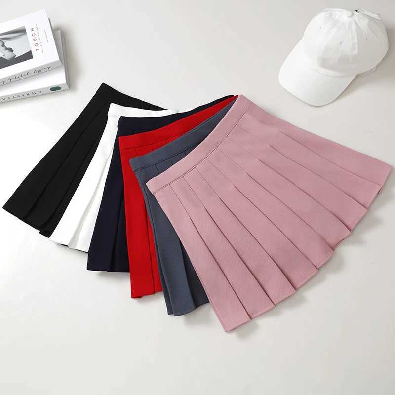 Womens Skirt Pleated Korean Style Summer Woman 2022 Fashion Clothing Pink Elastic High Waist Short White Mini Skirt For GirlsXJ241221