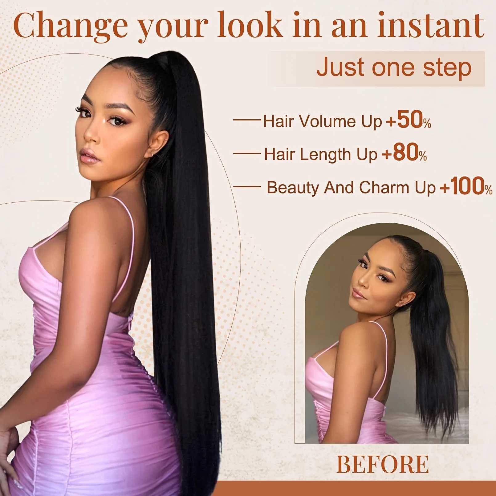 36 inch Long Ponytail Hair Extensions Drawstring Ponytail Synthetic Ponytail Soft Clip-In Hair Extensions Ponytail WomensXJ241221