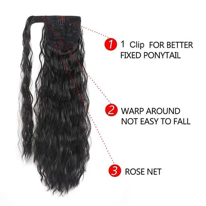 long Curly Ponytail Natural hair extension Wrap On Clip Hair Ponytail Extensions for Women Blonde Black Horse Tail SyntheticXJ241221