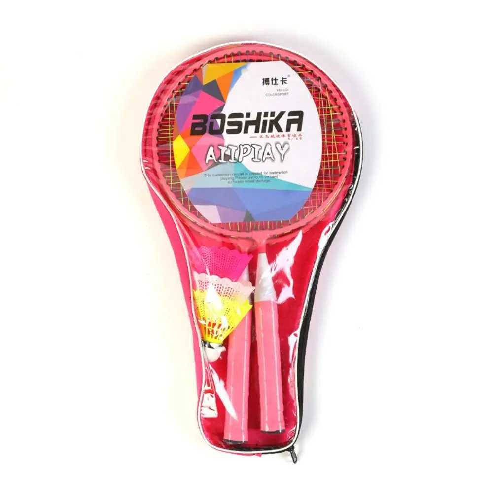 Childrens lightweight racket family game toy iron alloy double racket set with carrying bag sports equipmentW241221