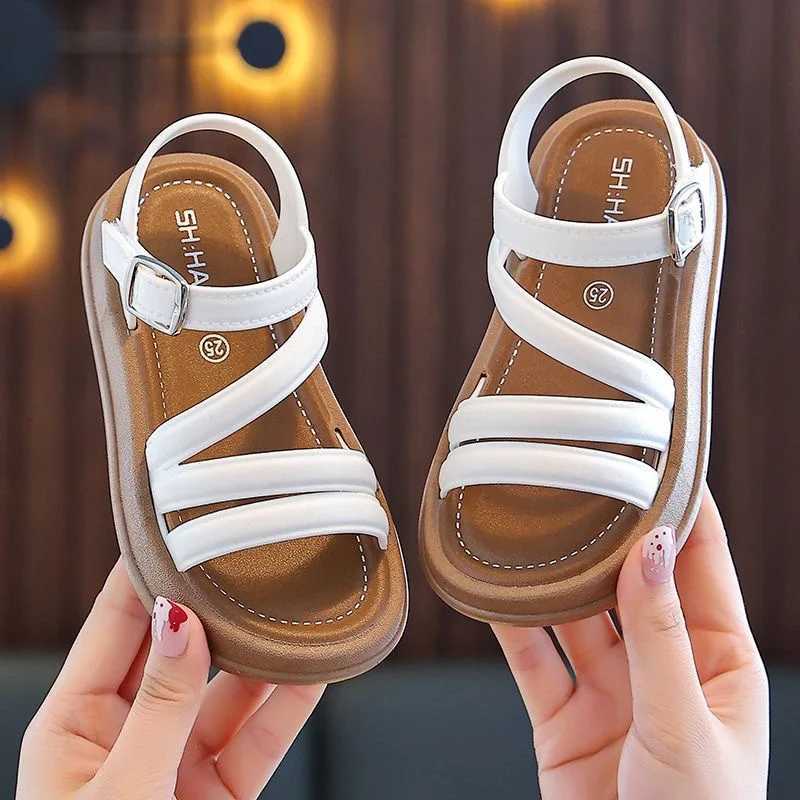 Sandals Girls Sandals 2024 Summer Casual Children Sandals Girls Flat Shoes Fashion Casual Non Slip Kids Beach Shoes H241217