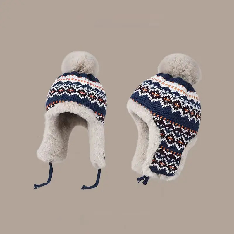 Womens Winter Bomber Hat Knitted Thick Warm Lei Feng Hat Womens Outdoor Bomber Hat Women 241220