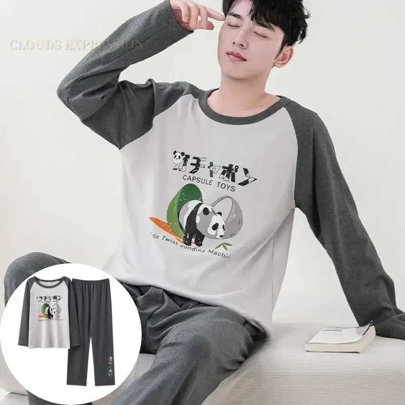 Autumn and Winter Knitted Mens Pajama Alphabet Flat Pajama Cartoon Pajama Set Casual Sleep and Lounge Pajama Plus Size 4XL Pajama W241221