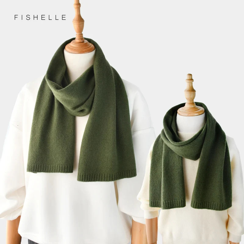 cashmere scarves army green women and men winter knitted scarf adults warm wool man small scarves solid color 241220