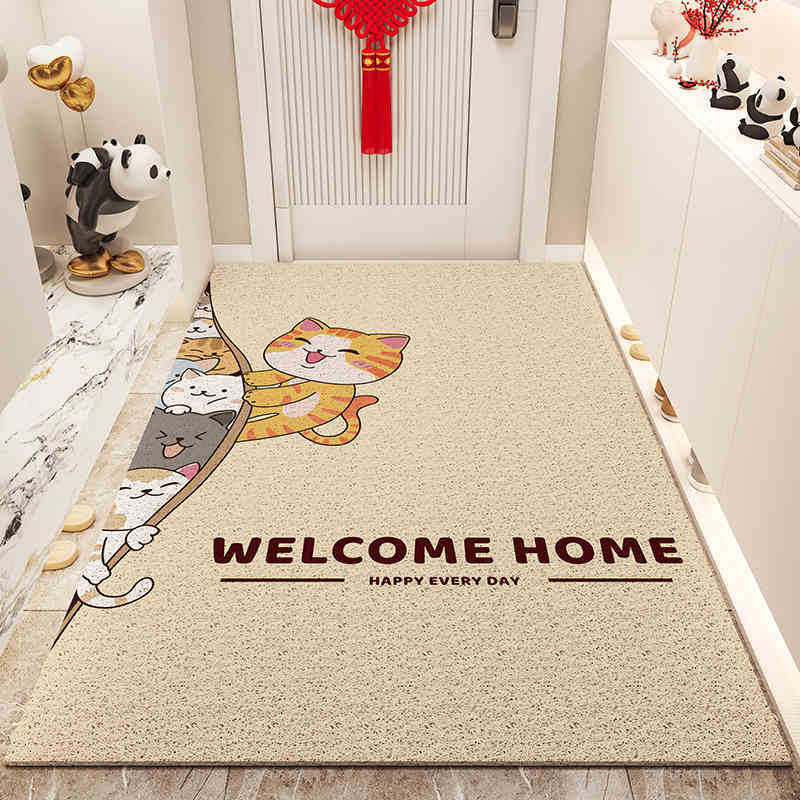 Floor Mats for Entrance Doors Cartoon Porch Wire Ring Floor Mats, Household Door Entrance Mud-scraping Soil-resistant Floor Mats