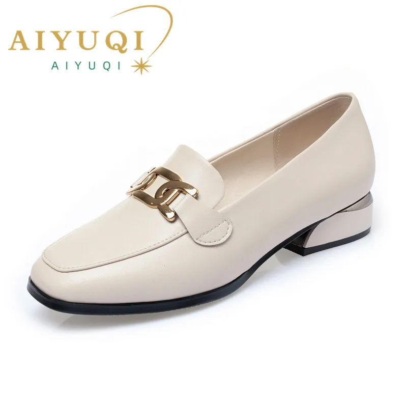 AIYUQI Women's Shoes Spring Women's Mid-heel Shoes Comfortable Work Mom Casual Square Head Ladies Shoes