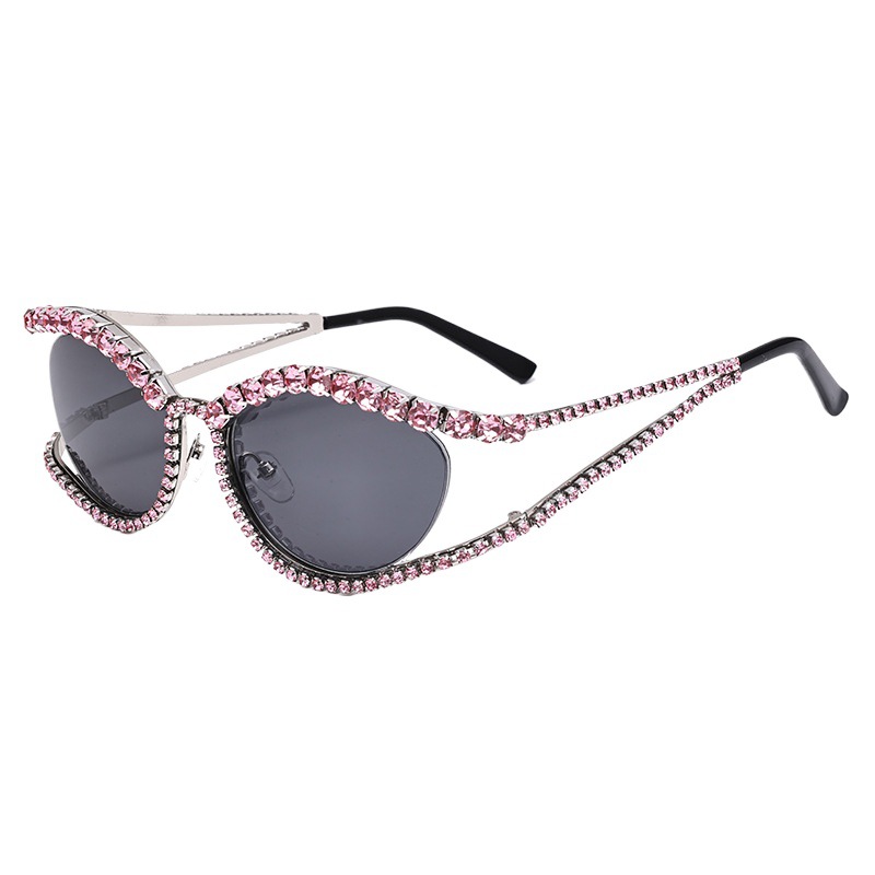 Free shipping new designer sunglasses foe women glasses diamond Frameless cut edge Sunscreen fashion black mens brown