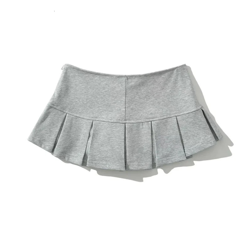 KEYANKETIAN Womens Terry fabric Low waist Y2K Mini Skirt Wide pleat Decoration Light grey Flounce A Line Skort sweet 241217