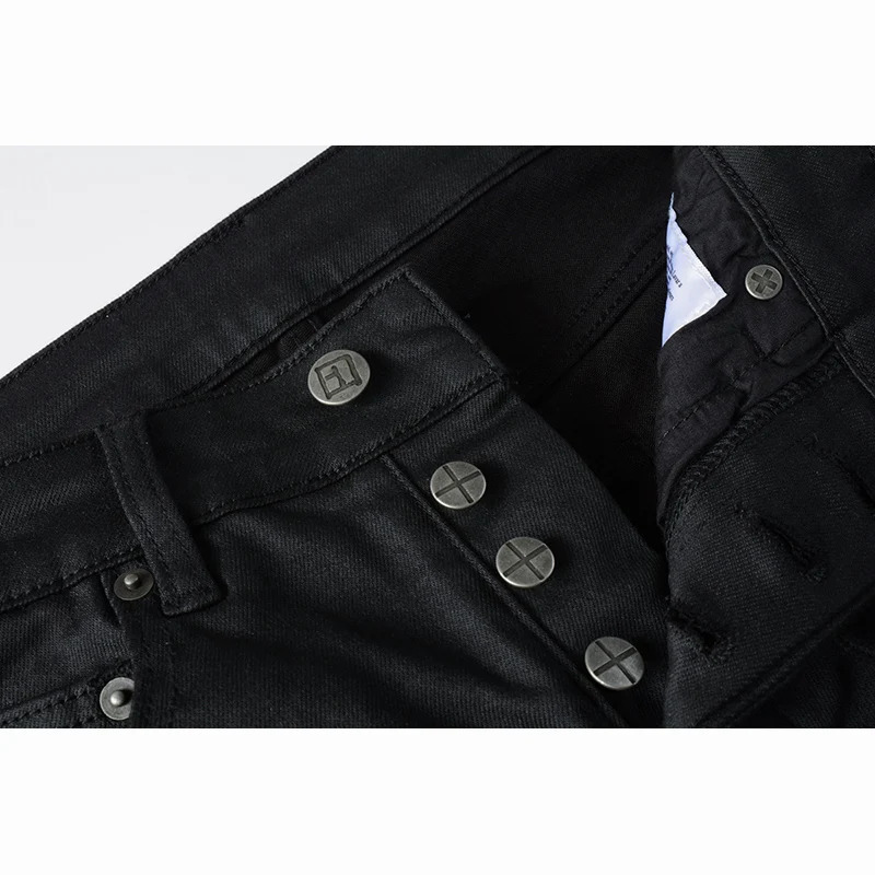 Mens Distressed Black Fashion High Street Skinny High Quality Ripped Jeans 241219