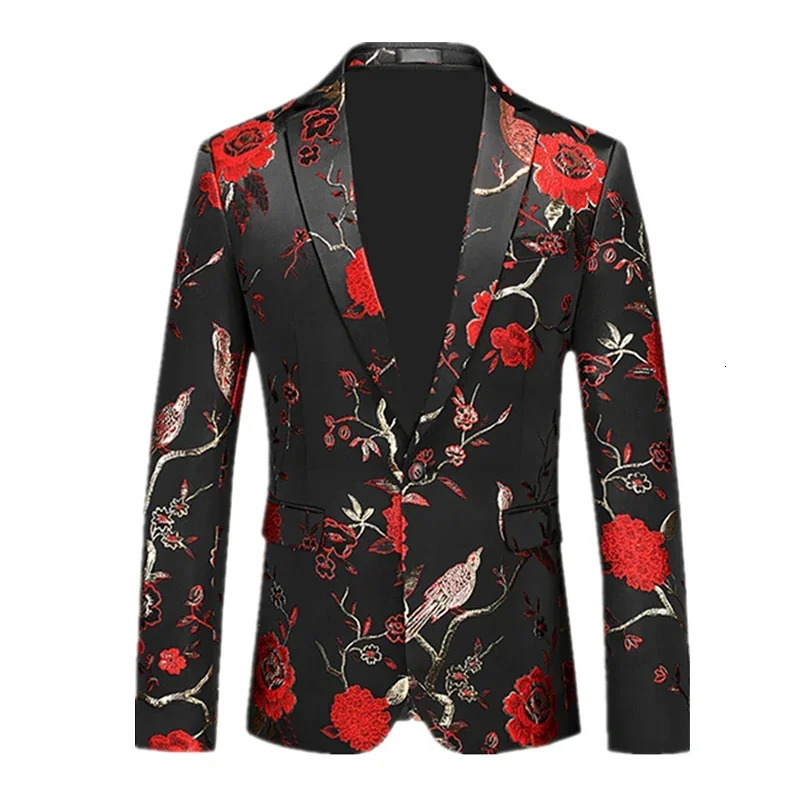 Mens Suit Jacket Wedding Party Flowers ed Dress Coat Fashion Slim Blazers Red Green Blue M6XL Tuxedo 241218
