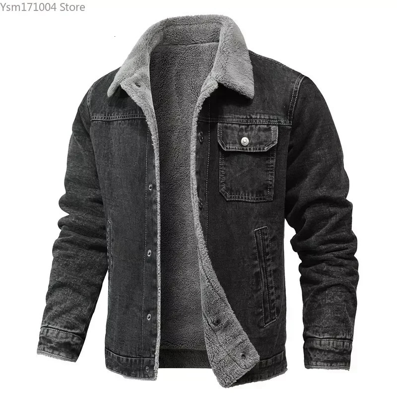Winter Mens Jacket High-quality Lapel Lamb Hair Thickened Warm Coat Korean Fashion Casual Tight Denim Jackets 5XL Men Clothing 241216