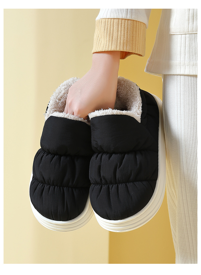 2025 winter new cotton slippers women bag with home thick soles plus cashmere warm cotton shoes men
