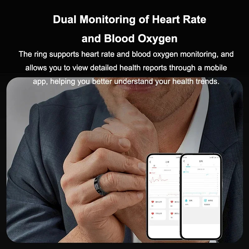 Smart Ring Multifunctional Health Tracker Heart Rate Blood Oxygen Monitor Brush Tiktok Waterproof Men Women Ring Sleep Fitness 241220