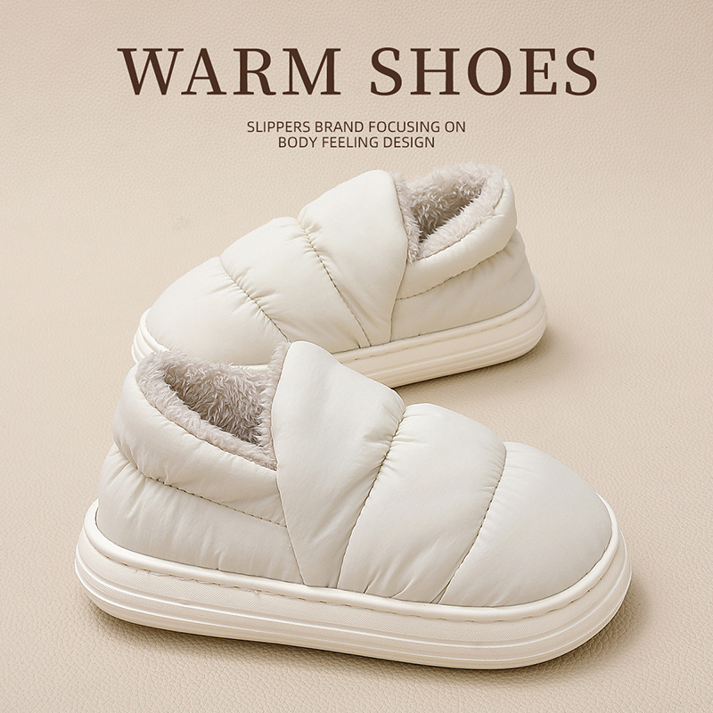 2025 winter new cotton slippers women's bag with indoor and outdoor thick sole plus cashmere warm cotton shoes men