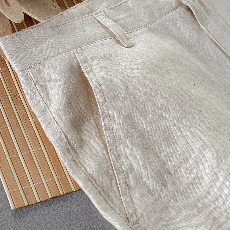 100% high-quality pure linen casual pants mens pants mens business fashion pants mens Pantalones Pantaloni Un Pantalon 241219