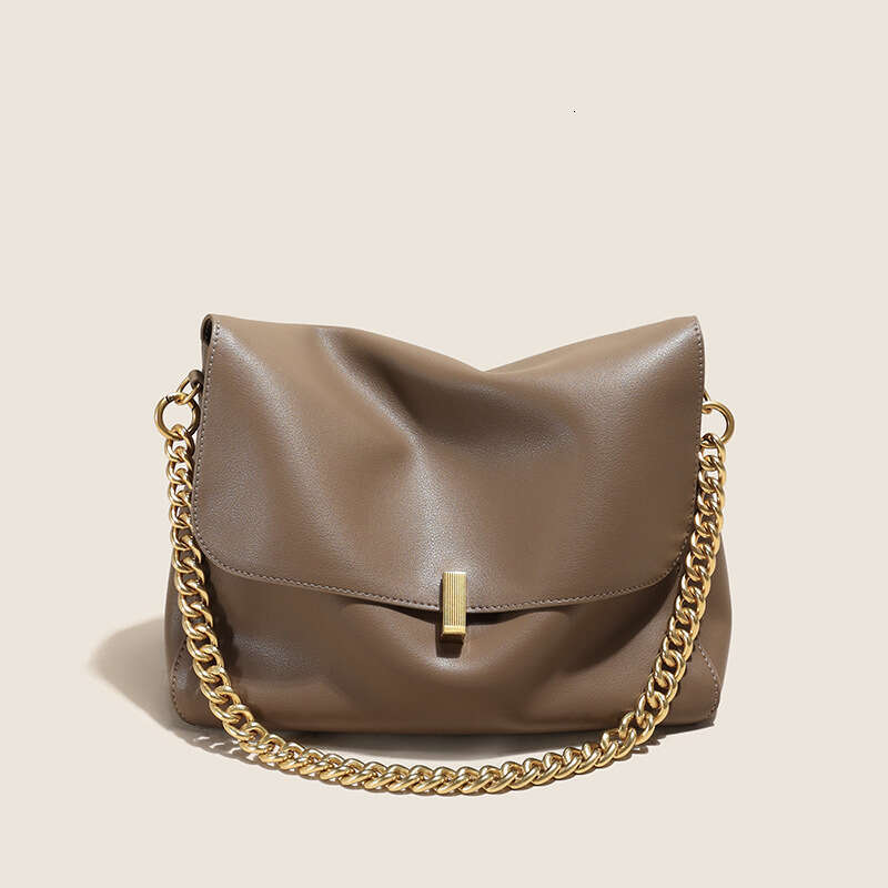 2024 New Genuine Leather Women's Trendy Fashionable One Shoulder Tote Simple and Versatile Crossbody Bag Design