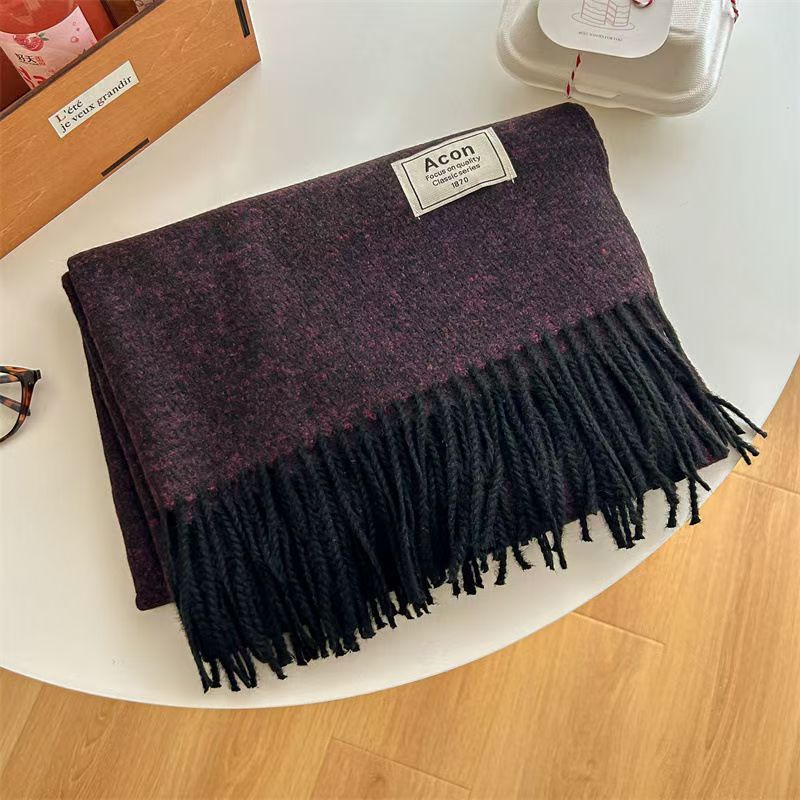 T022 solid color cashmere scarf female Korean version shawl winter thickened student versatile fashion warm neck scarf