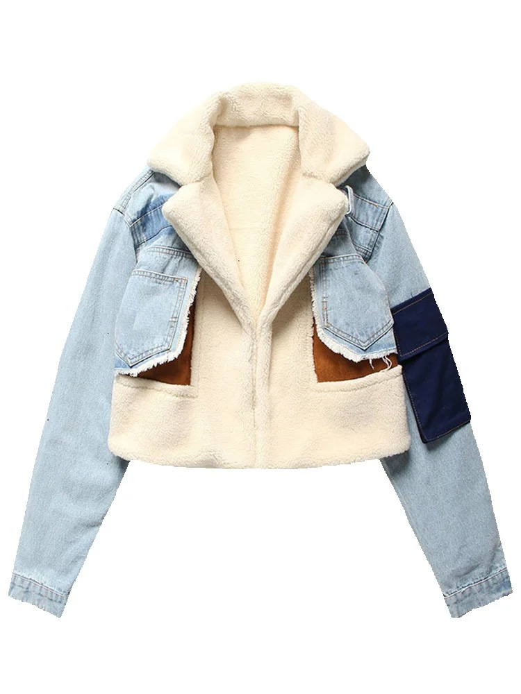 Full Sleeve Wool Waisted Turn Down Collar Women Slim Patchwork Woolen Coat Autumn New