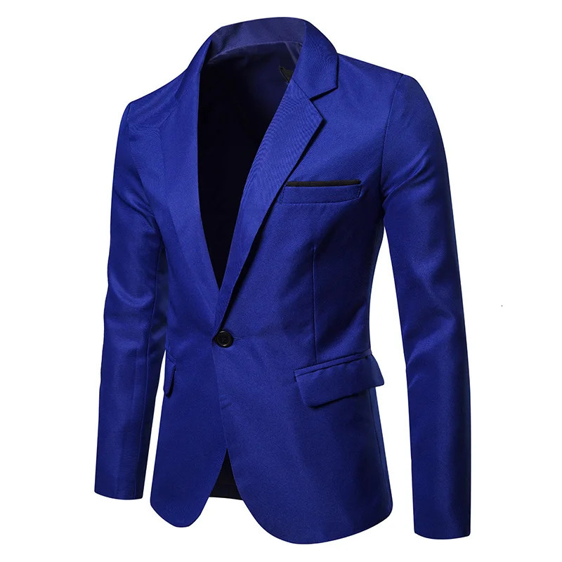 Royal Blue Blazer Men Casual Suit Solid Colour Mens Blazers Jacket Coat XXXL Size Single Button B10 241218