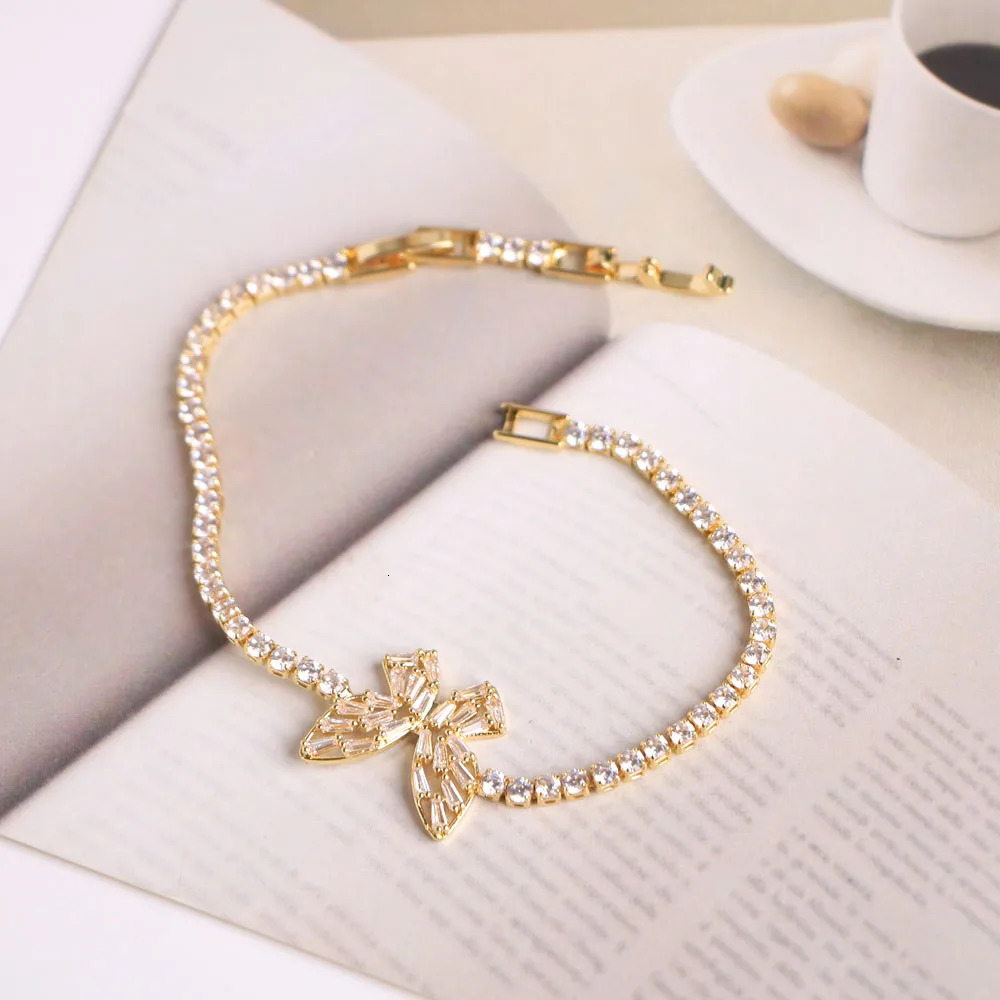 10PCS Clear Zirconia Butterfly Bracelet for Women Gold Plated Chain Tennis Bracelet Crystal Jewelry Gifts 241220