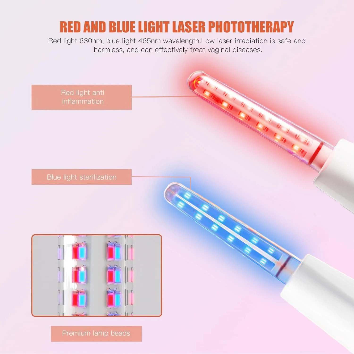 Female Vaginitis Treatment Equipment LED Vaginal Massage Home Use Red Blue Light for Women 241213