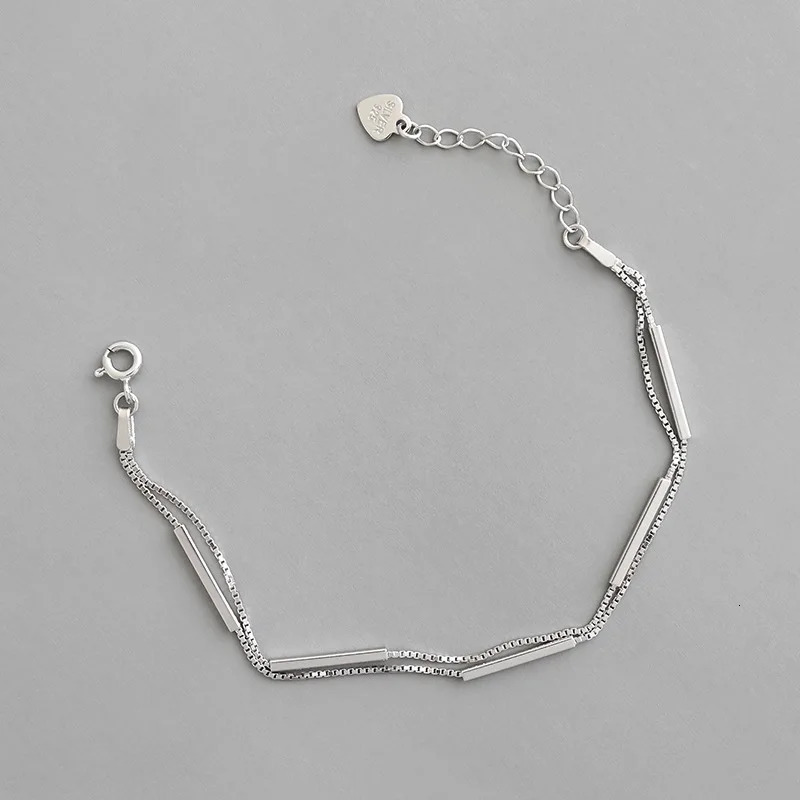 Real 925 Sterling Silver Multi Layer Chains Bracelets For Women Trendy Stick Bracelet Bangle Female Silver Jewelry On Hand 241220