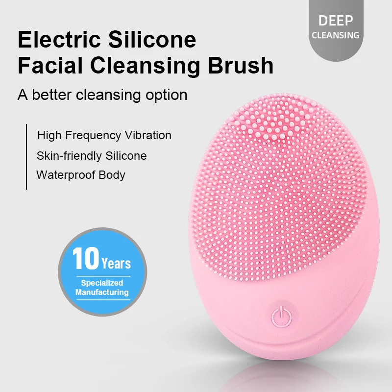 Electric silicone brush skin massager cleaner sonic vibration cleaning machine deep hole 241213