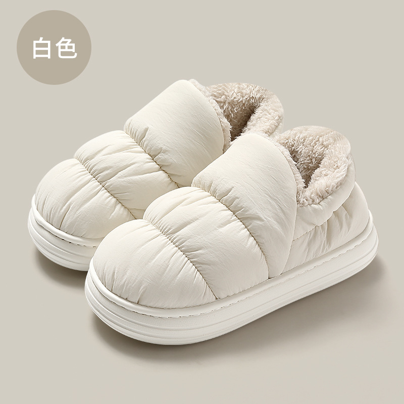 2025 winter new cotton slippers women's bag with indoor and outdoor thick sole plus cashmere warm cotton shoes men